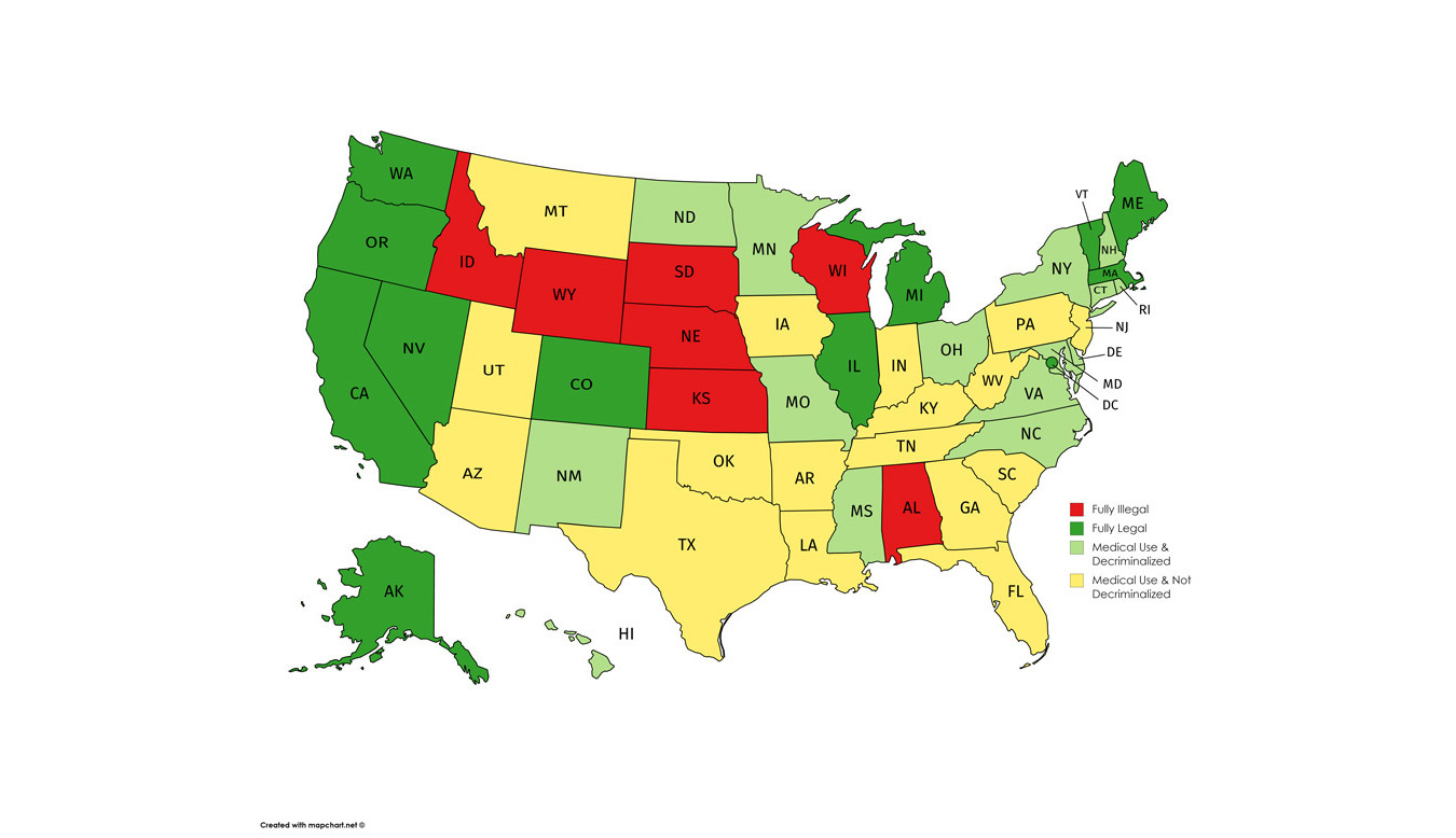 Map Of Marijuana Legality By State 2020