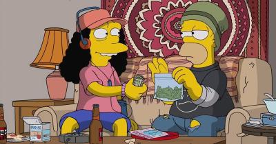 Screenshot fro mSimpsons episode about Bart Simpson smoking cannabis. Screenshot from Youtube.com