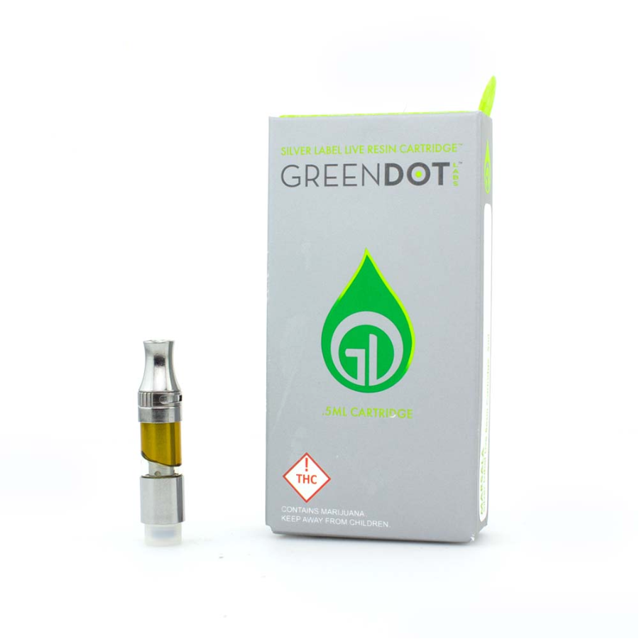 Green Dot Silver Label Live Resin Cartridge New Car Smell 500mg Rec
